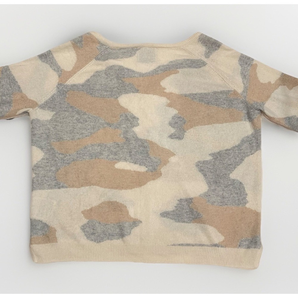 Jumper 1234 Camo Cashmere Sweater V Neck Beige Gray White Women's Size L - Picture 8 of 11